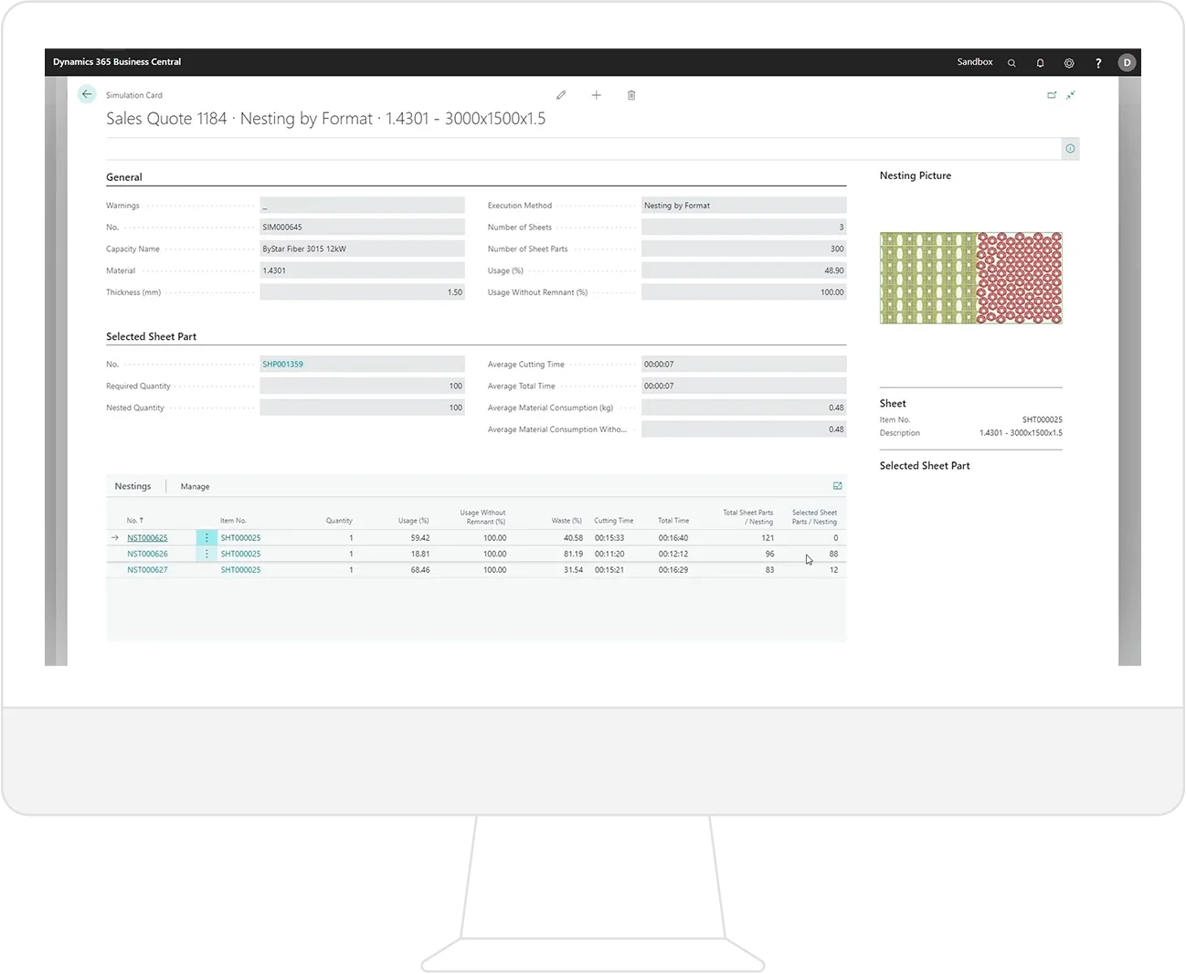 sales screen